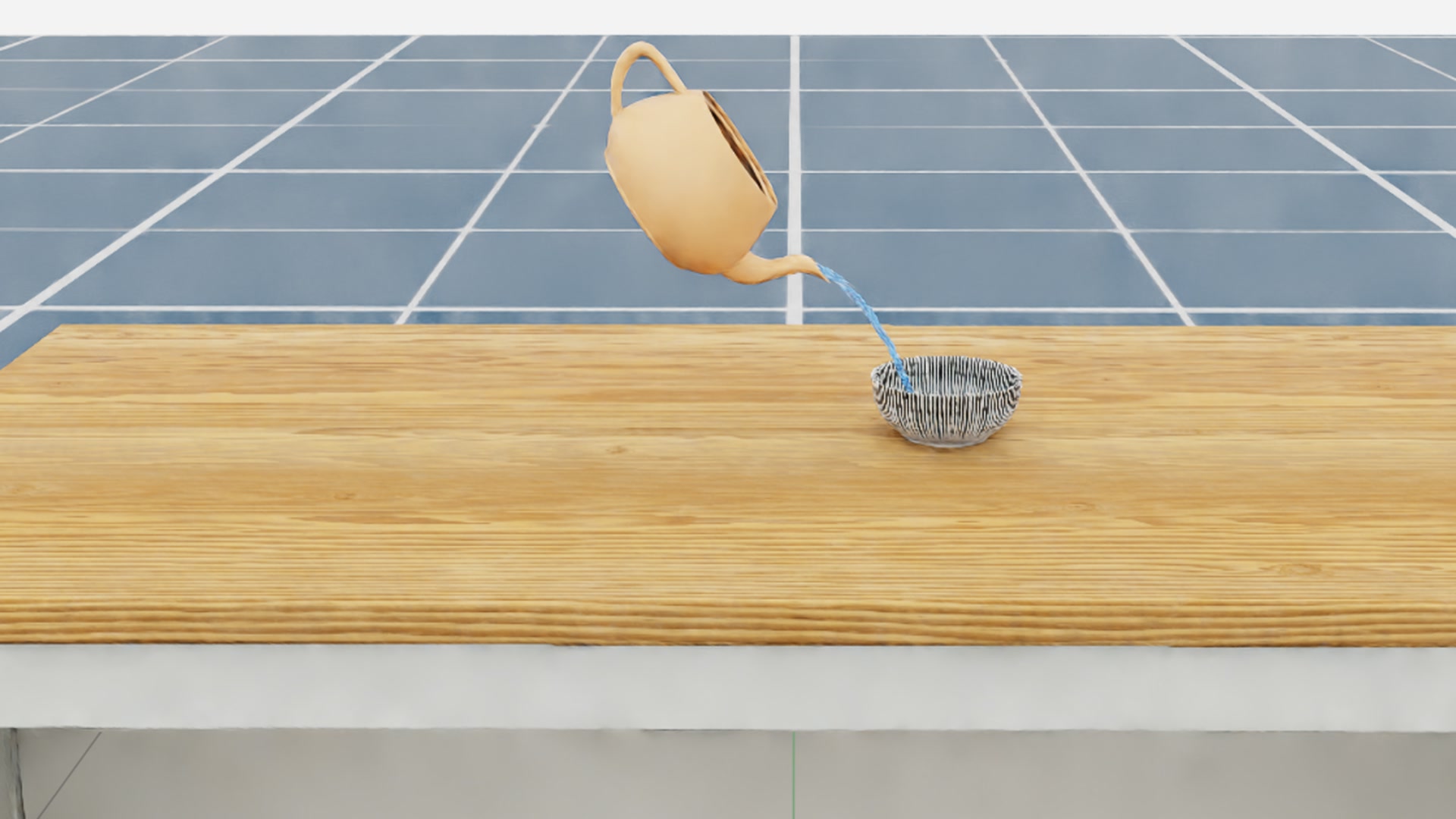 Utah teapot pouring simulated water