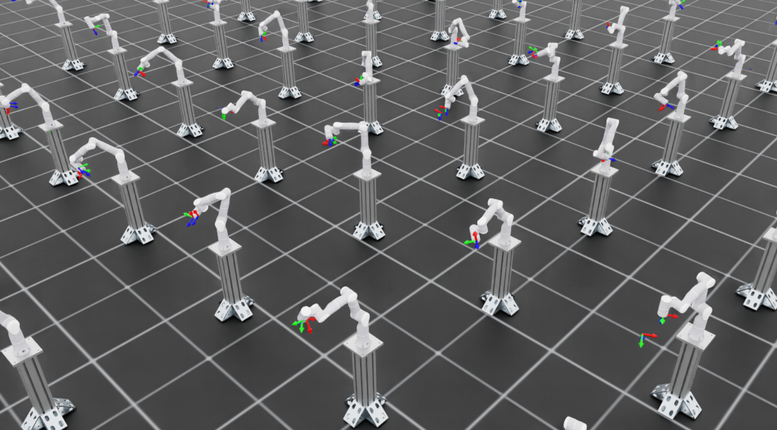 Reach policy training visualization in Isaac Lab