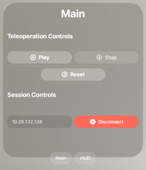 Apple Vision Pro teleop UI