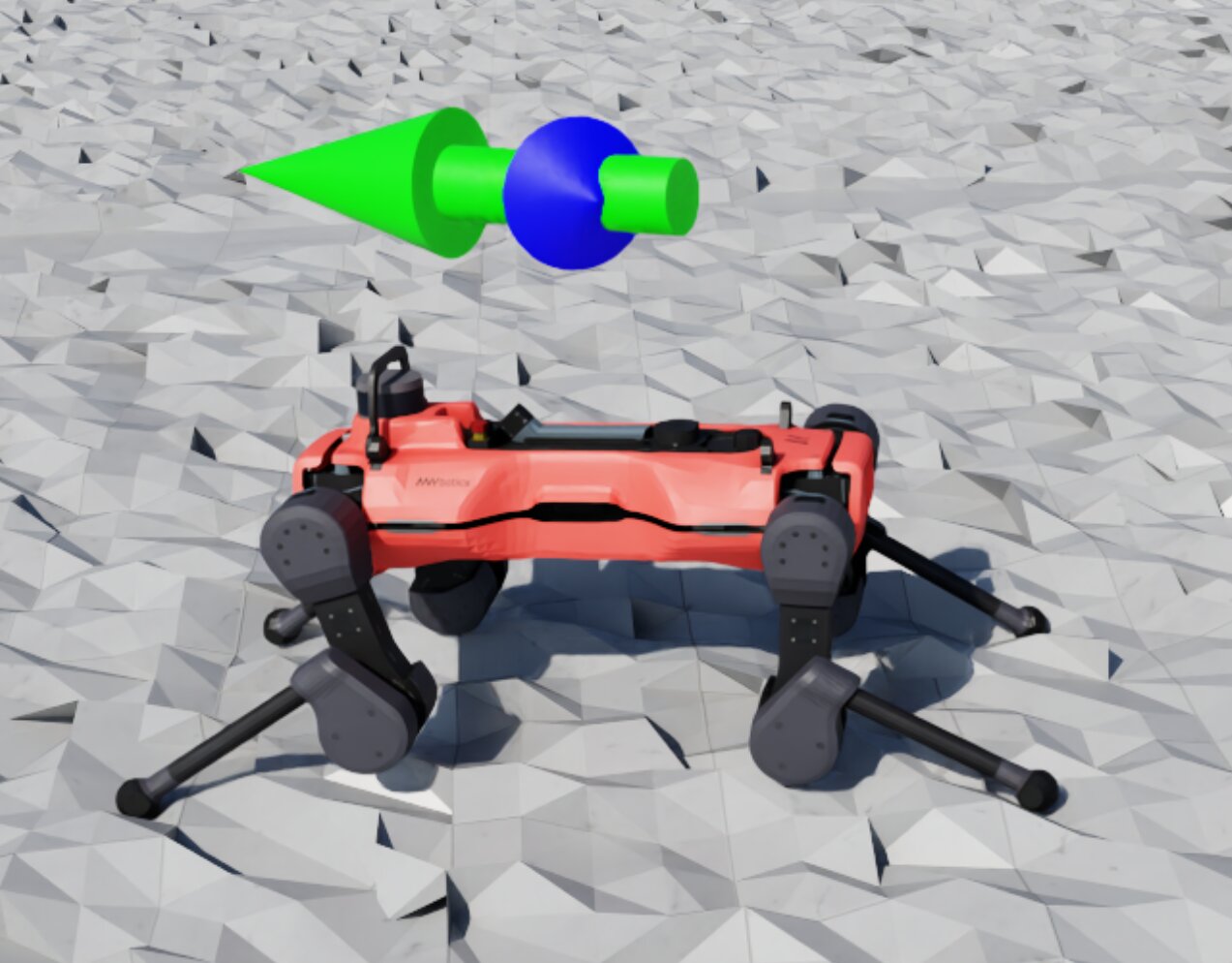 Velocity arrow marker on an AnymalD robot