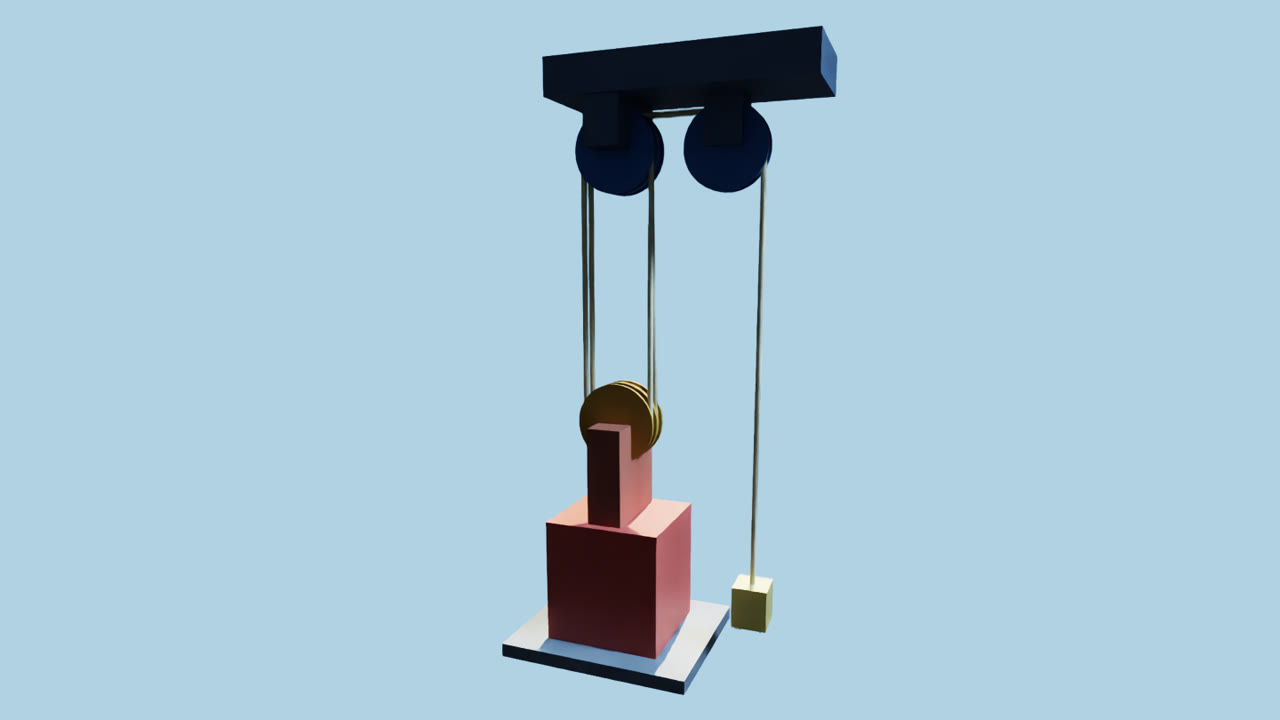 Block and tackle pulleys and a red load