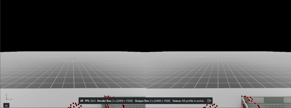 Isaac Lab viewport rendering two eyes