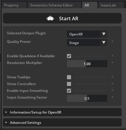 Isaac Lab UI: AR Panel