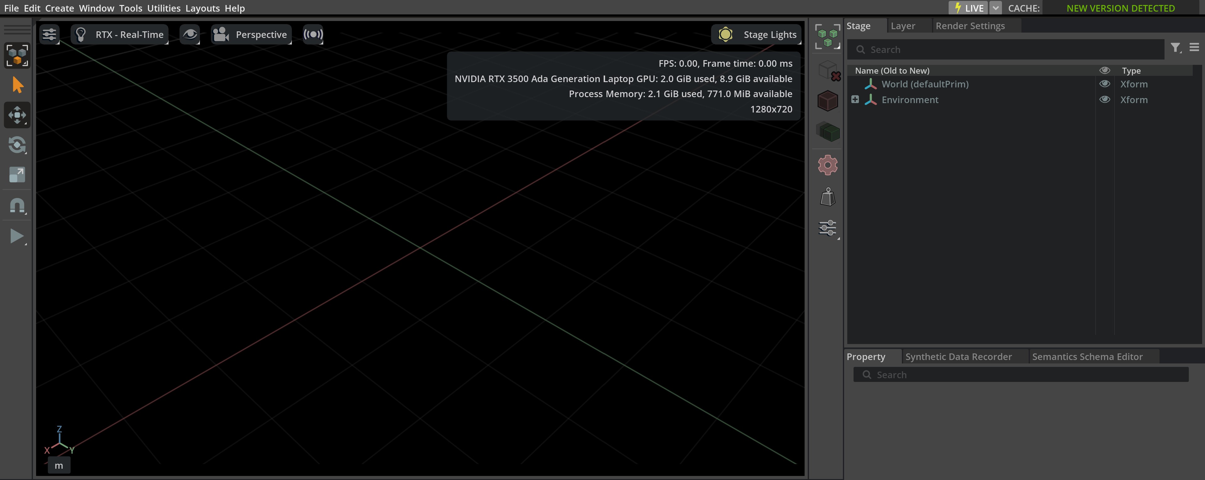 Isaac Sim cache status message.