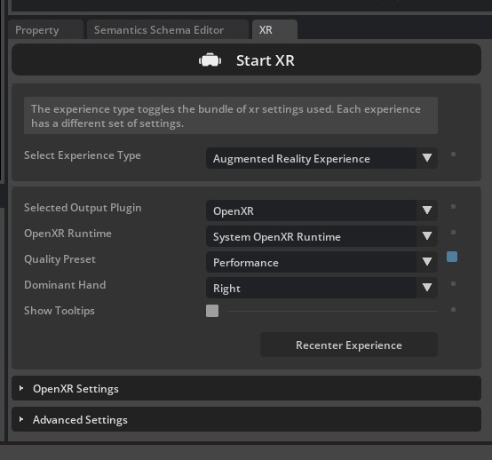Isaac Sim UI: XR Panel