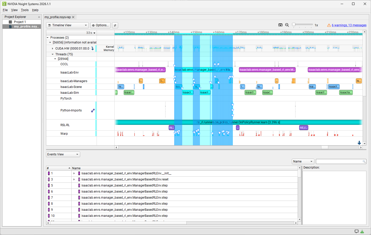 Domain swim-lanes in nsys-ui