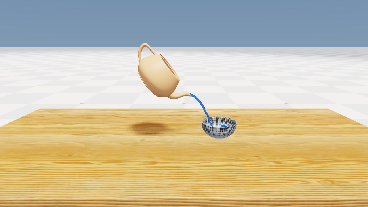 Utah teapot pouring simulated water